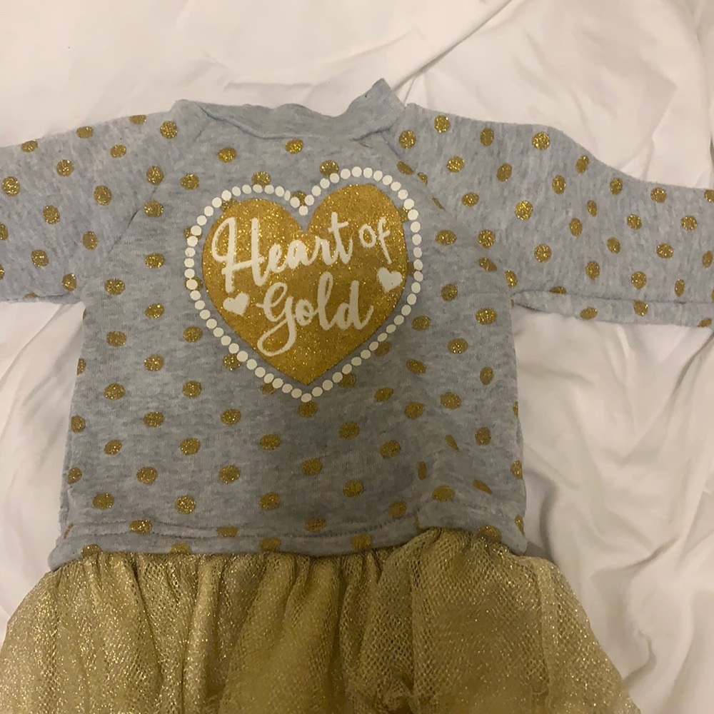 Long sleeve Toddler 12 M Shirt with gold sequence ruffles
